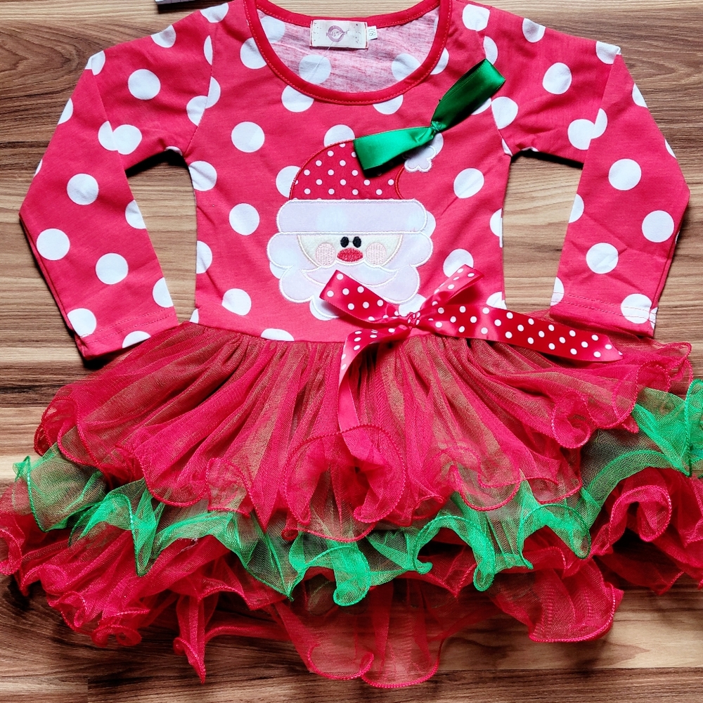 Christmas Santa Long Sleeve Tutu Dress! 🎄